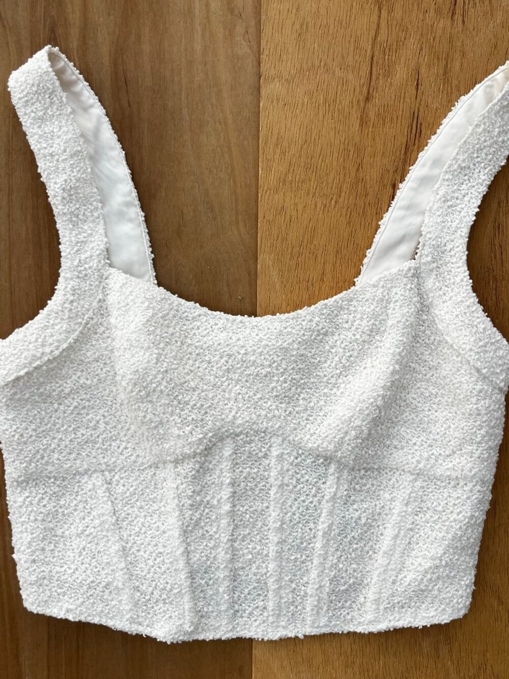 H&M TEXTURED WEAVE CORSET TOP WOMEN’S sz S Cream Lined Lightweight NEW